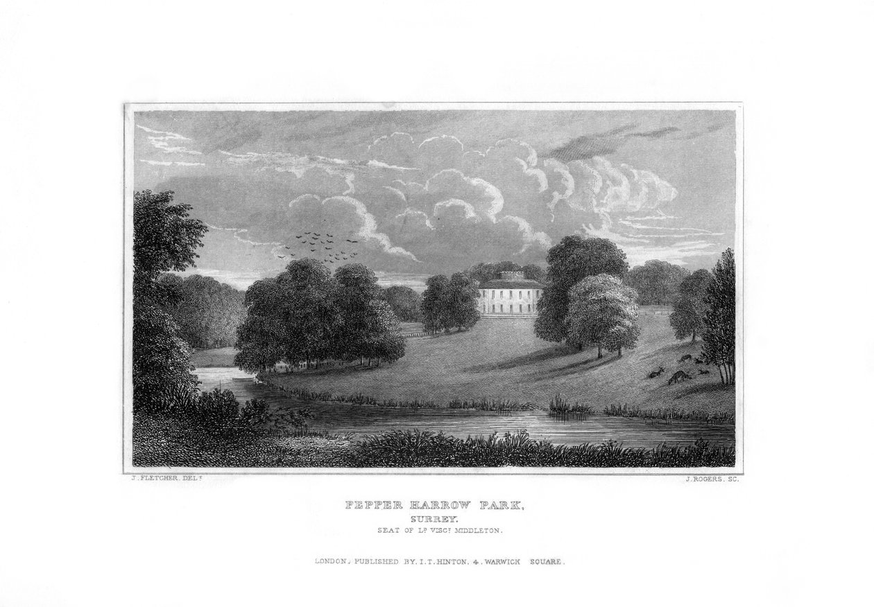 萨里郡吉尔福德附近的胡椒哈罗公园（Pepper Harrow Park），1829年。 作者 罗杰斯
