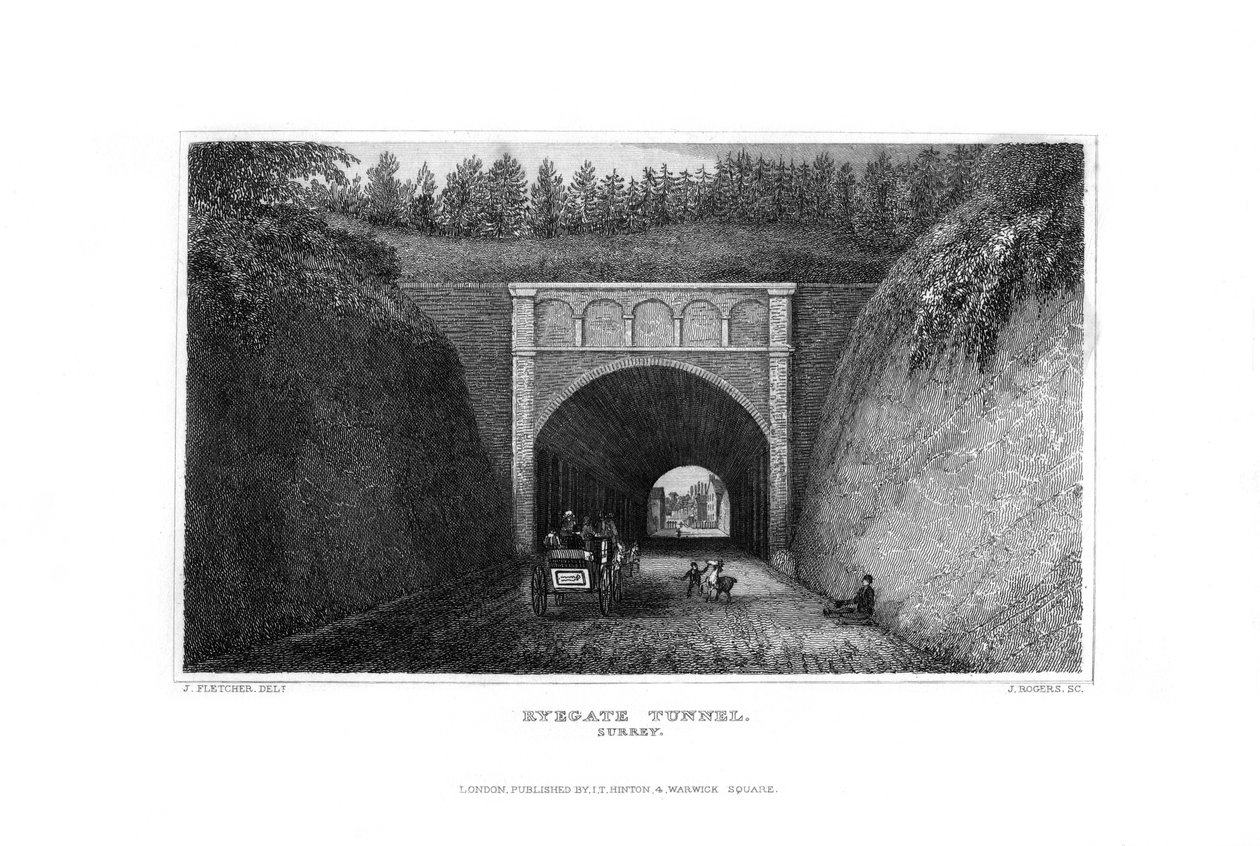Ryegate隧道，萨里，1829年。 作者 罗杰斯
