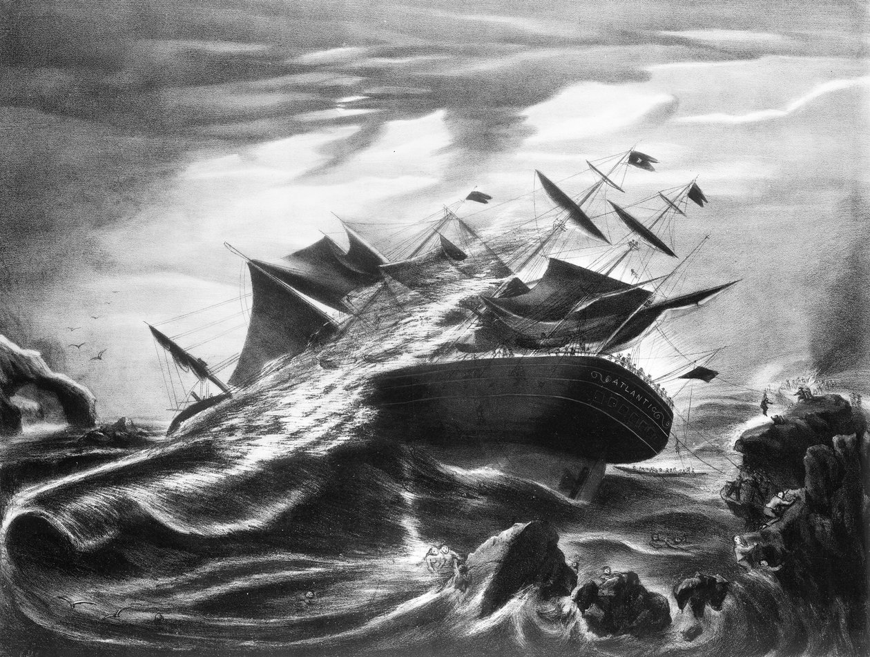 1873 年 4 月 1 日新斯科舍省马尔斯角附近的 "大西洋 "号沉船事故 作者 J·所罗曼