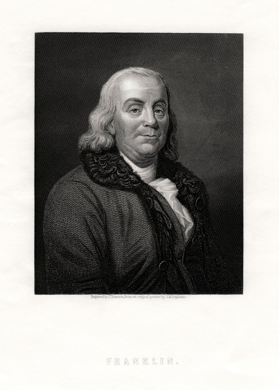 本杰明·富兰克林（Benjamin Franklin），美国政治人物和政治家，十九世纪 作者 汤姆森