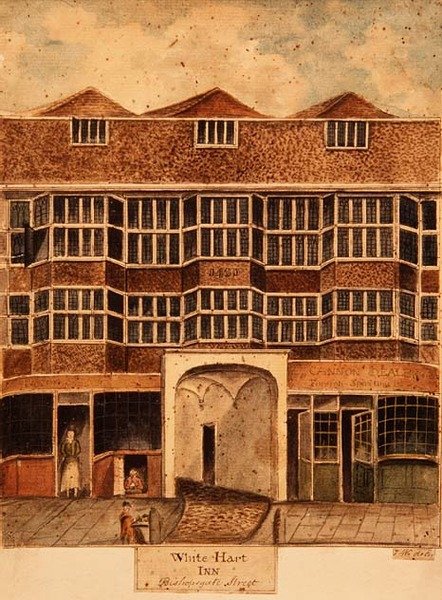 白鹿旅馆，主教街，约1810年 作者 威廉姆斯