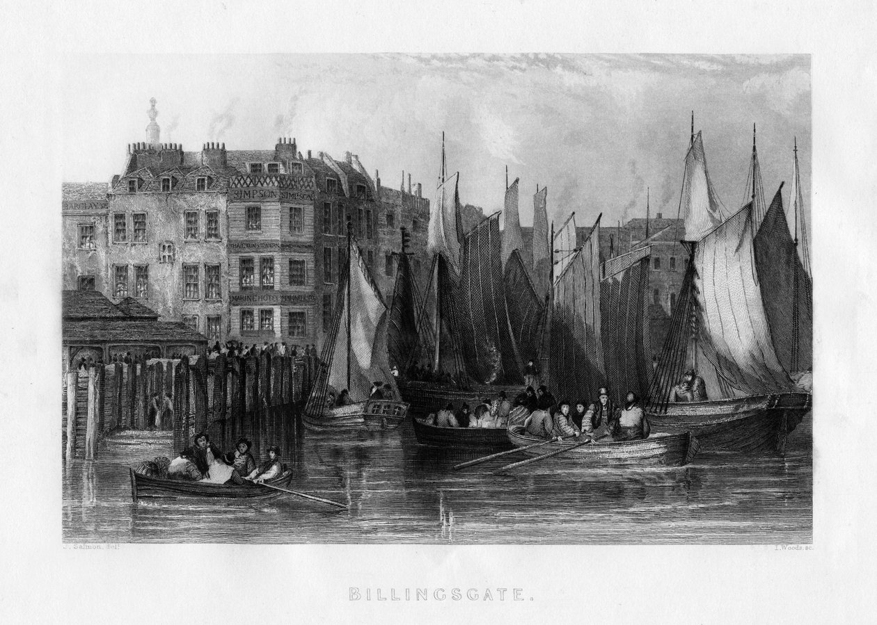 Billingsgate，伦敦，十九世纪。 作者 伍兹
