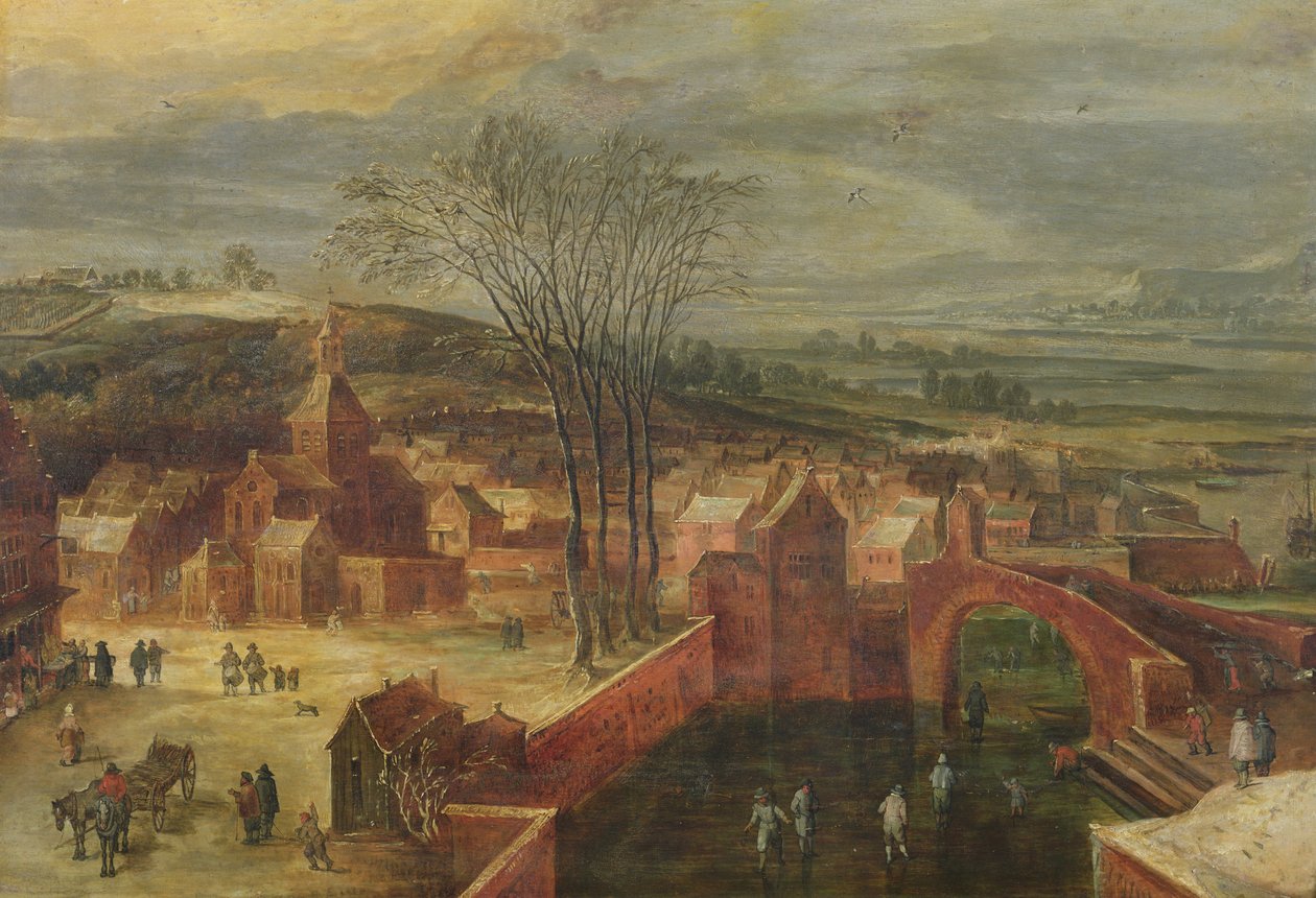 与溜冰者的风景 作者 J. and Momper，J。de Brueghel