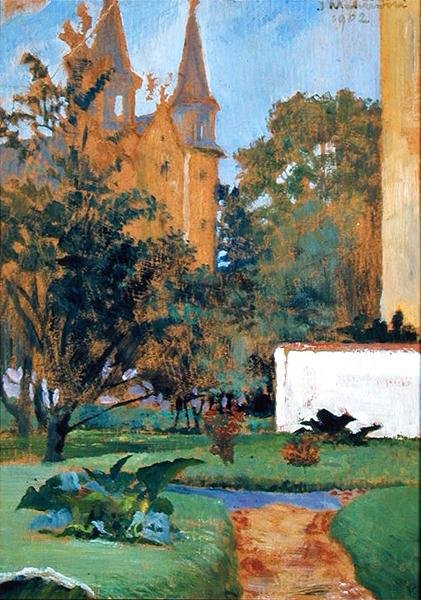 克拉科夫加尔默罗教堂的花园 作者 雅克·马尔切夫斯基（Jacek Malczewski）