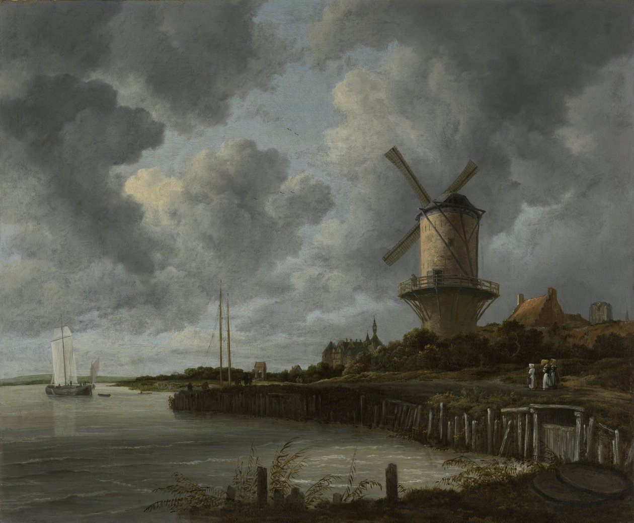 风车在Wijk Duurstede，c.1668-70 作者 雅各布范瑞斯达尔