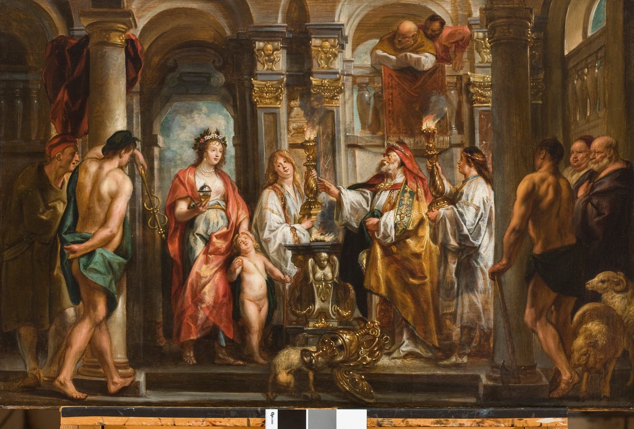 1643年之前的甲骨文（甲骨文以前的Thetis和Achilles）（面板上的油转移到masonite） 作者 雅各布·乔丹斯