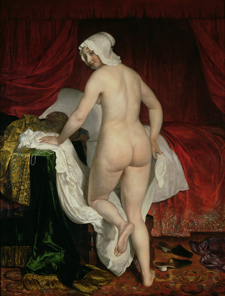 年轻女子去睡觉，c.1650 作者 雅各布或雅克·范·卢