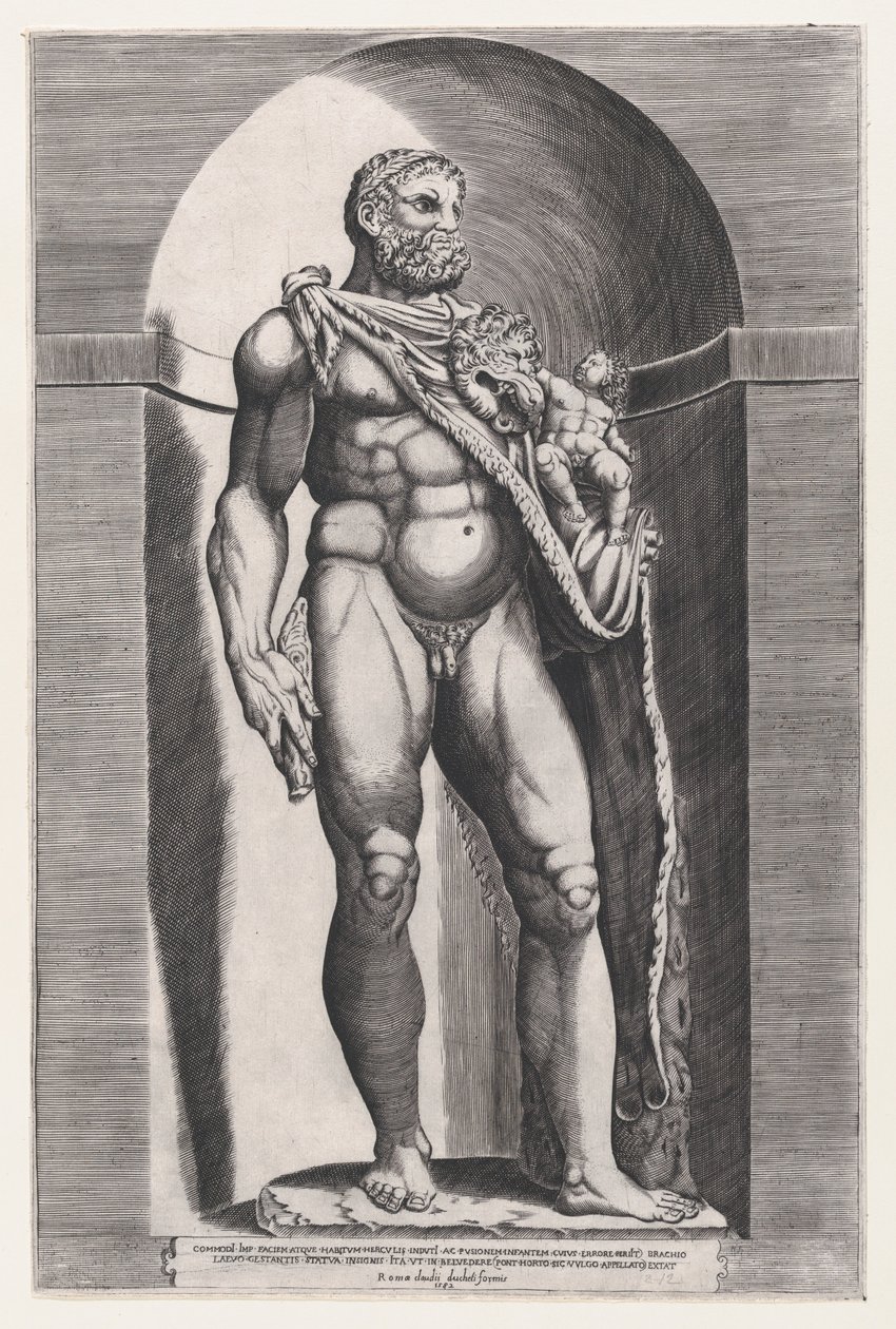 Speculum Romanae Magnificentiae:康莫德斯特皇帝作为大力士，1582年。 作者 雅各布（我们）博斯。