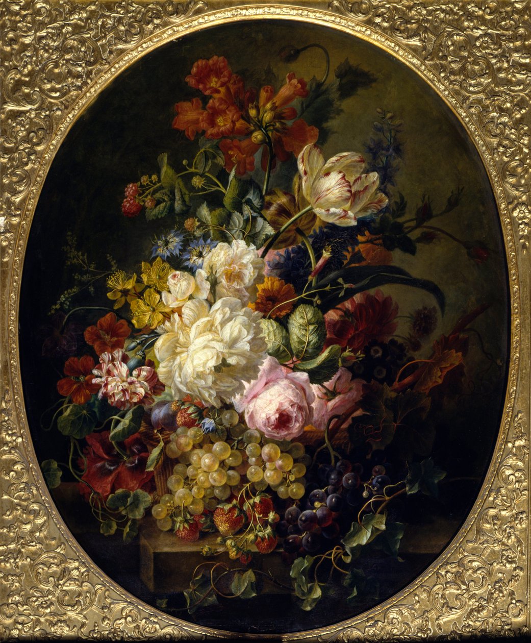 花和水果莫伊兹-雅各布伯（1786-1863）的画作，Ec。冬青。 作者 雅各布·贝尔