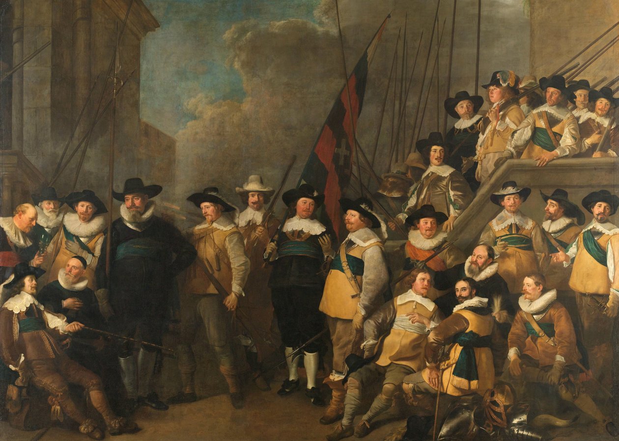 科内利斯-德-格拉夫（Cornelis de Graeff）上尉和亨德里克-劳伦斯（Hendrick Lauwrensz）中尉指挥下的阿姆斯特丹第五区军官和其他市民卫队队员 作者 雅各布·阿德里安斯。贝克