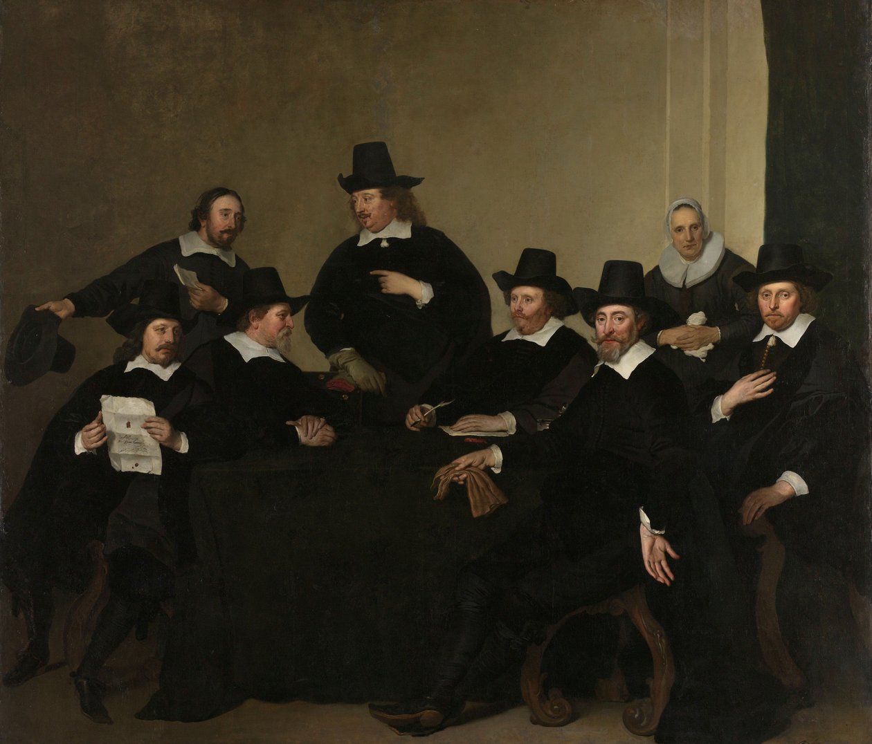 Nieuwe Zijds穷人户外救济研究所的摄政者，阿姆斯特丹，约1650年（布面油画） 作者 雅各布·阿德里安斯·巴克尔