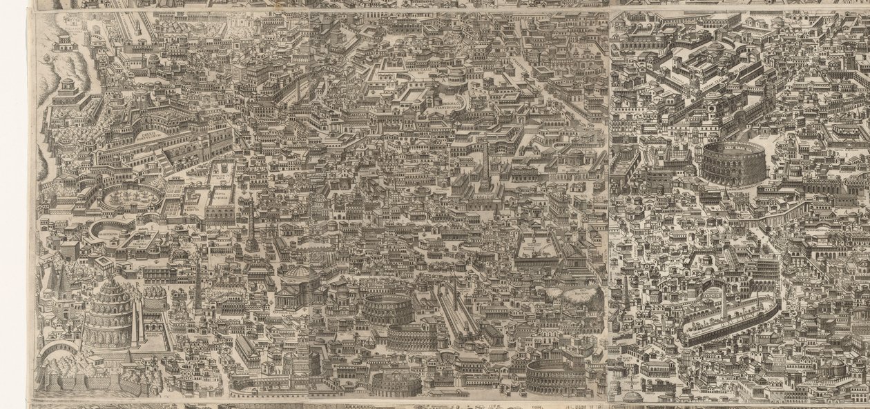 奥古斯都皇帝时期的罗马地图（中页）
Anteiquae urbis imago accuratissime ex vetusteis monumenteis formata
罗马古代遗像遗迹 作者 雅各布·博斯