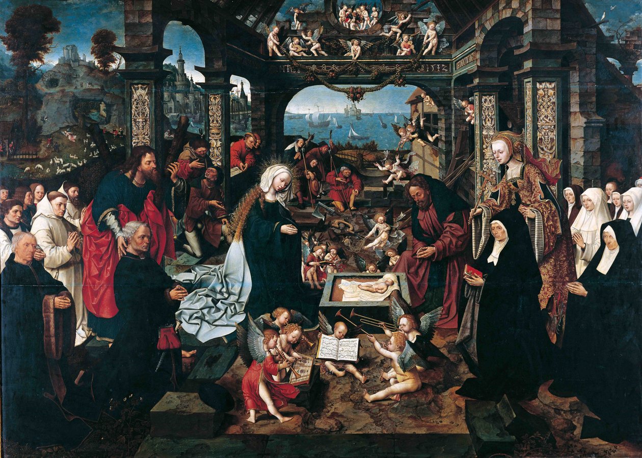 基督诞生》 par Cornelisz van Oostsanen，雅各布（Jacob Cornelisz van Amsterdam，约 1470-1533 年）。木板油画 作者 雅各布·科内利兹·范·奥斯特萨宁
