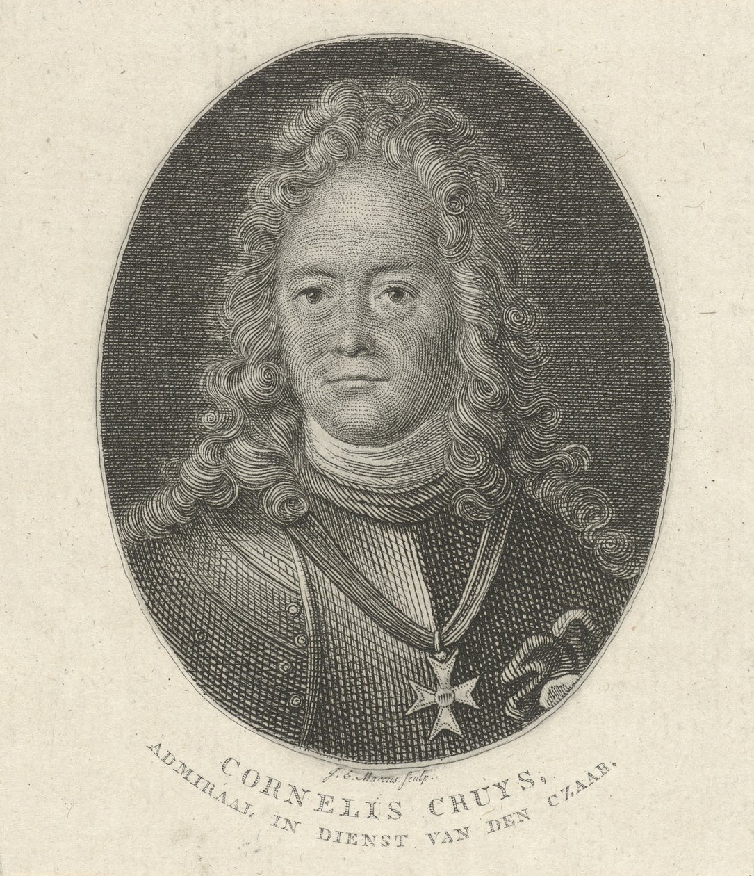 科尼利厄斯-克鲁斯1655-1727年的肖像，俄罗斯帝国海军副司令，1818年 作者 雅各布·恩斯特·马库斯