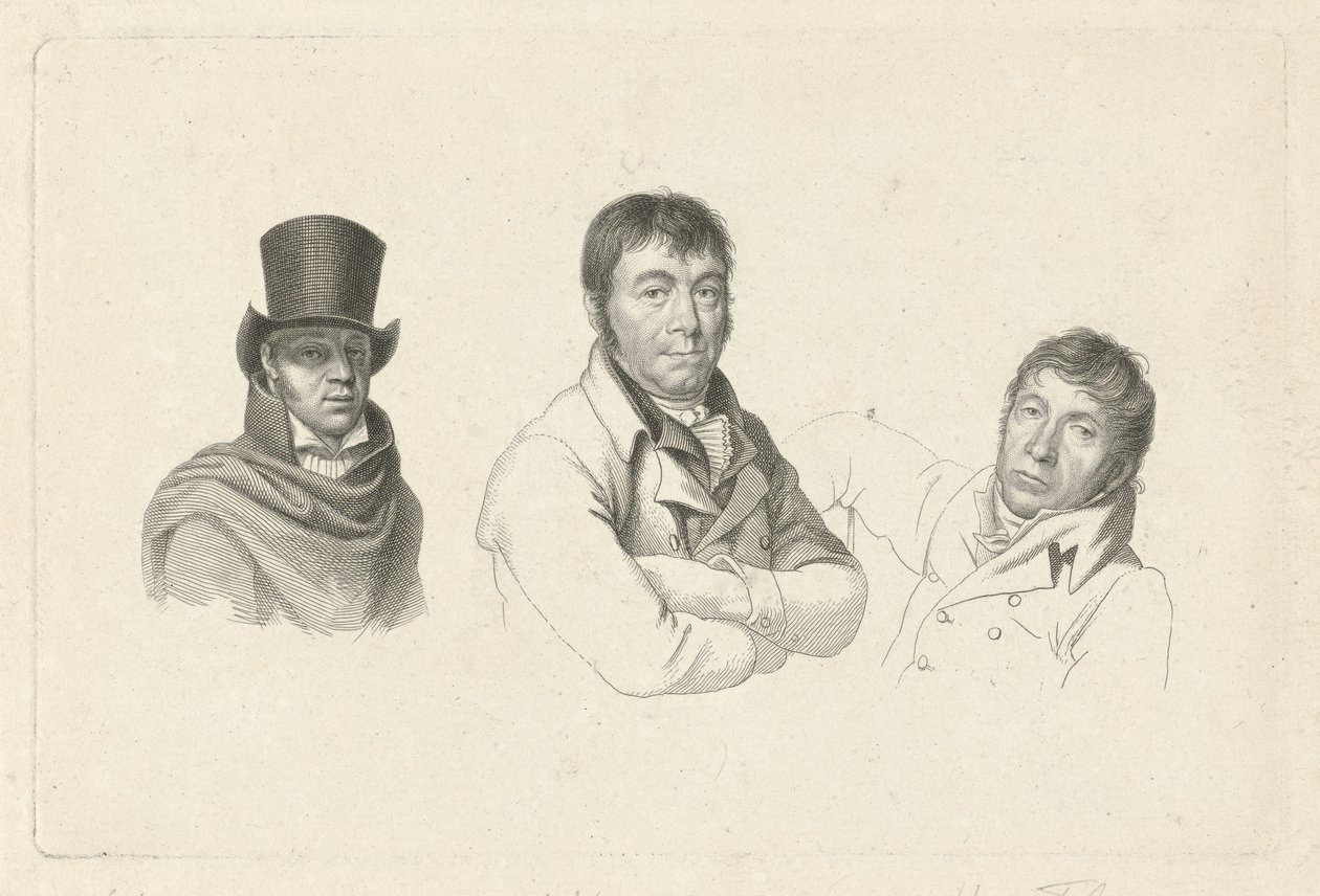 Jan Kamphuysen、Dirk Versteegh 和 Hendrik de Flines 的肖像 作者 雅各布·恩斯特·马库斯