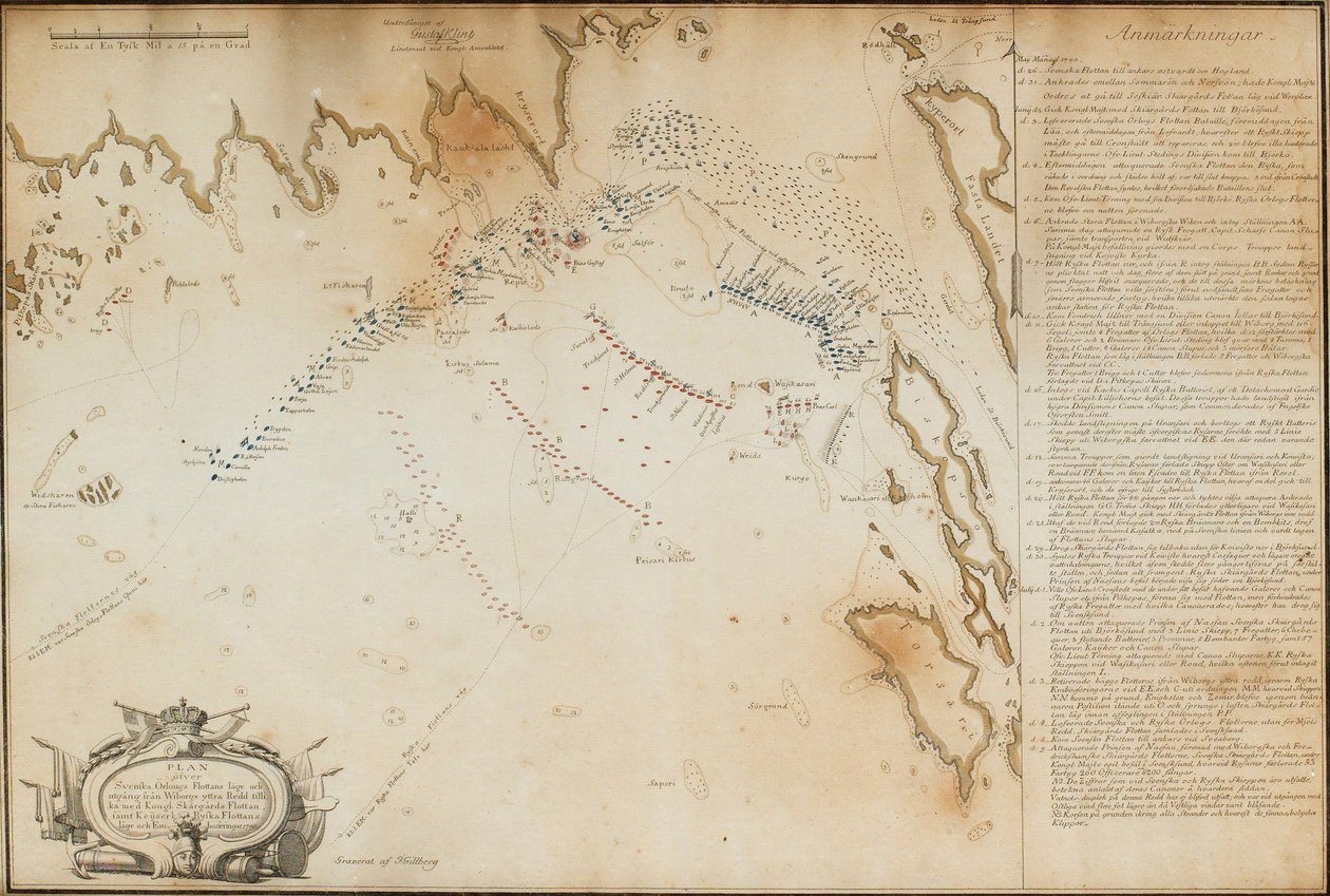 维堡湾之战，1790年 地图，1790年 作者 雅各布·吉尔伯格