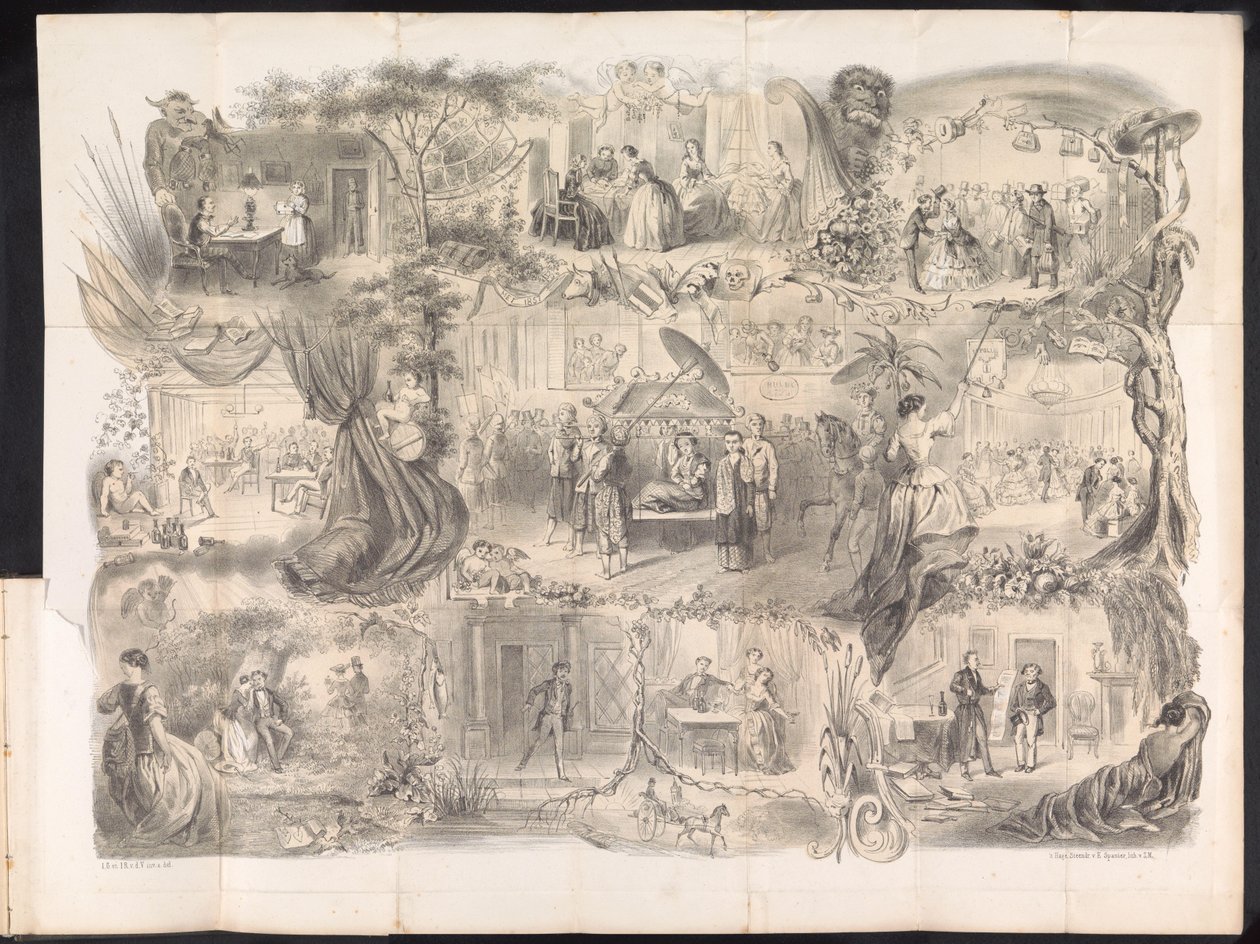 代尔夫特学生年鉴中的漫画，1858 年 作者 雅各布·戈沙克