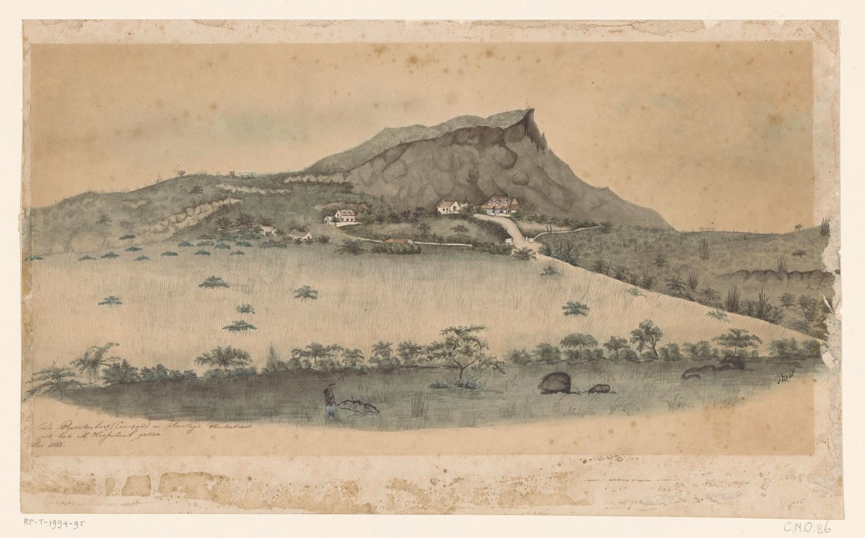 库拉索岛 Plantersrust 种植园景观 作者 Jacob Hendrik van de Poll（艺术家签名）