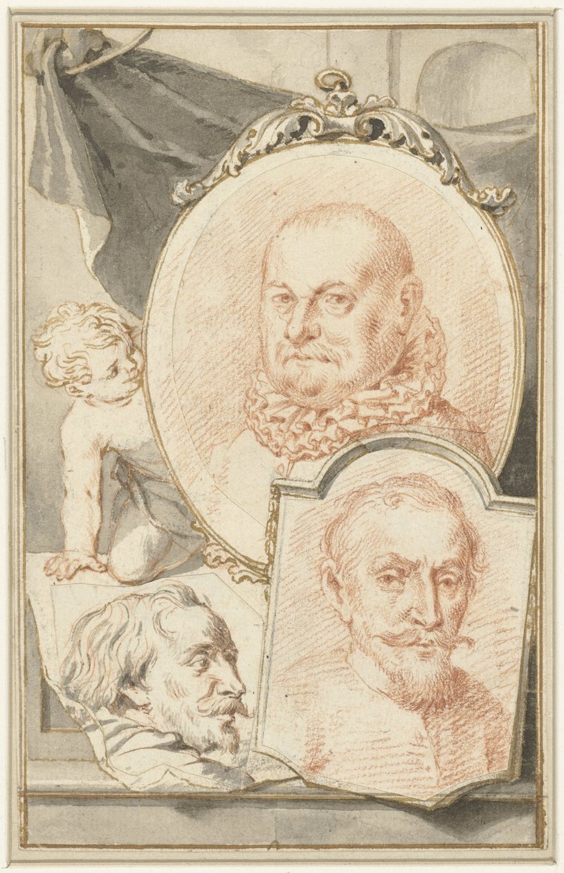 罗兰特·萨弗里 (Roelant Savery)、弗兰斯·斯尼德斯 (Frans Snijders) 和西奥多·朗布茨 (Theodoor Rombouts) 的肖像 作者 雅各布·霍布拉肯