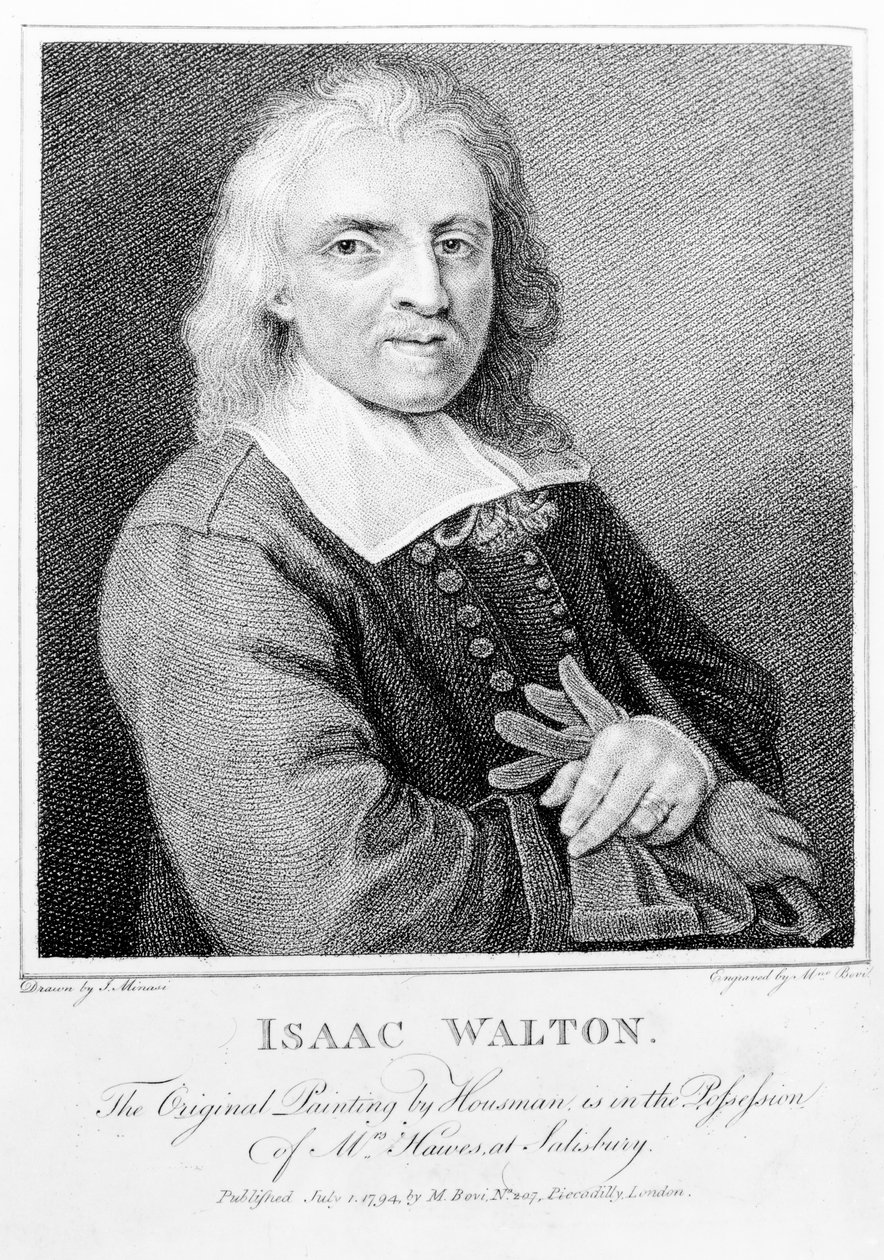 Isaac Walton（1593-1683）的肖像由Marino Bovi（1758-1805）1794年刻 作者 雅各布·休斯曼斯