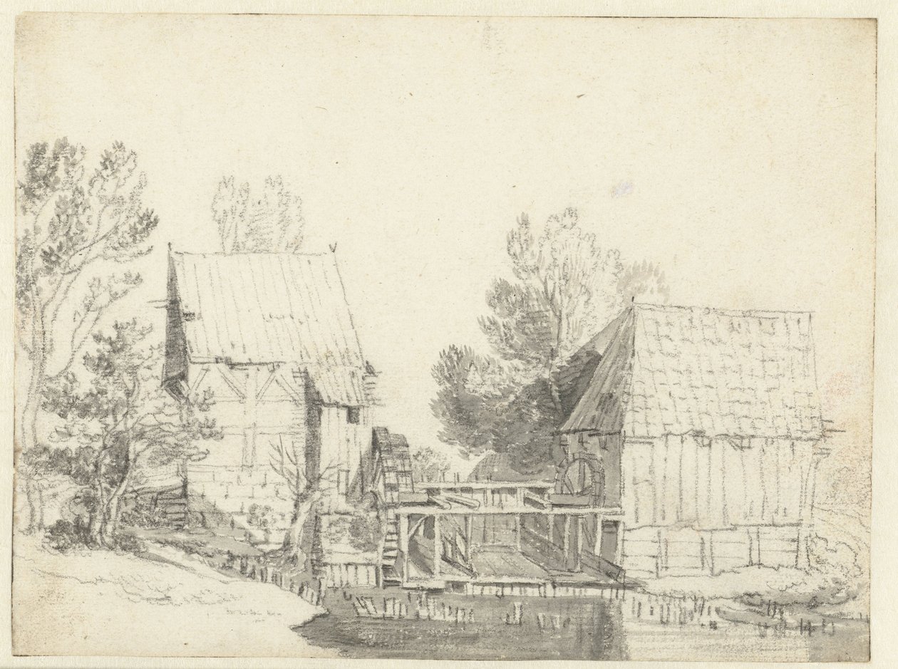 两座水磨景观 作者 Jacob Isaacksz van Ruisdael (学校)