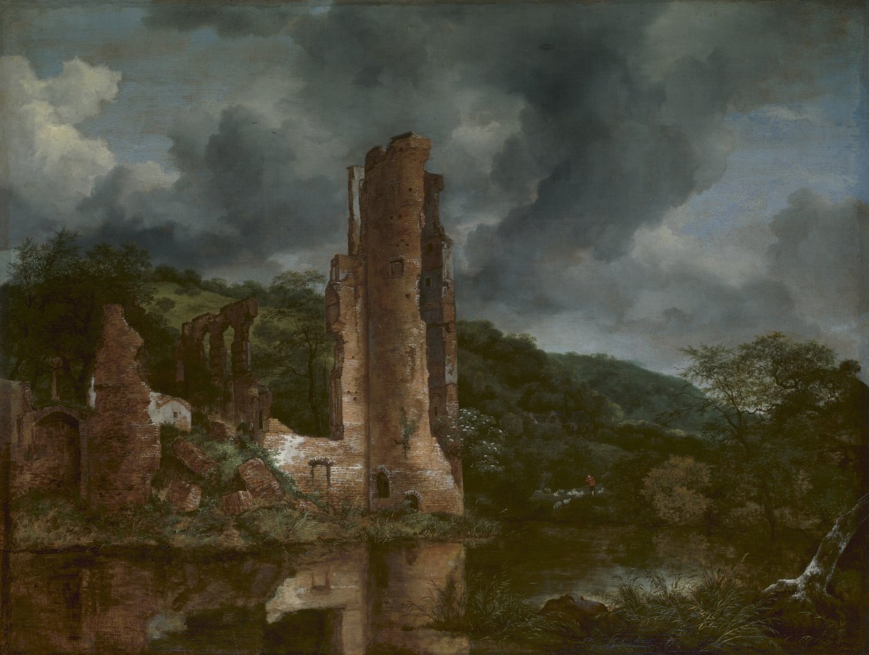 风景如画的埃格蒙德城堡遗址，1650-55年 作者 雅各布范瑞斯达尔