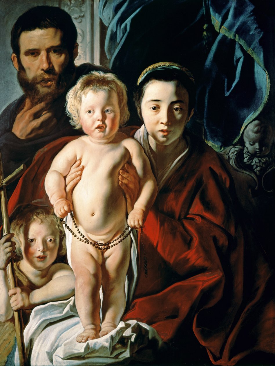 神圣家族与施洗者圣约翰，c.1620-25 作者 雅各布·乔丹斯
