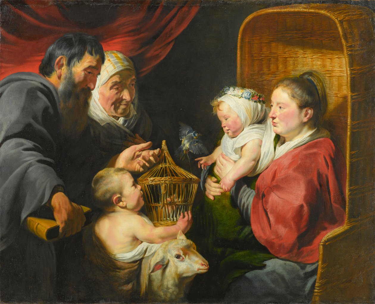 圣约翰和他的父母的圣母子女，c.1617-1618 作者 雅各布·乔丹斯