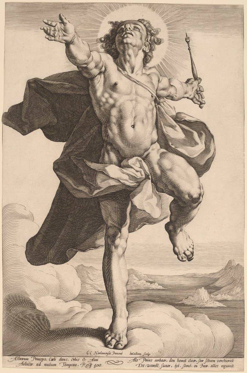 阿波罗作为太阳 作者 Jacob Matham，以 Cornelis Cornelisz van Haarlem 为原型