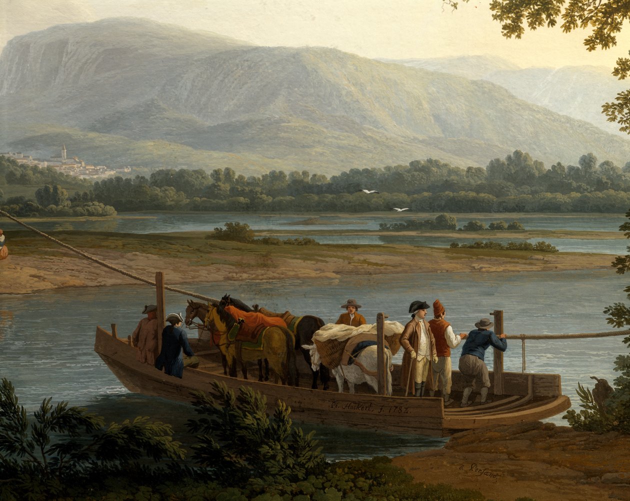 塞勒上的渡轮，雅各布·菲利普·哈克特（Jacob Philipp Hackert，1737-1807 年） 作者 雅各布·菲利普·哈克特