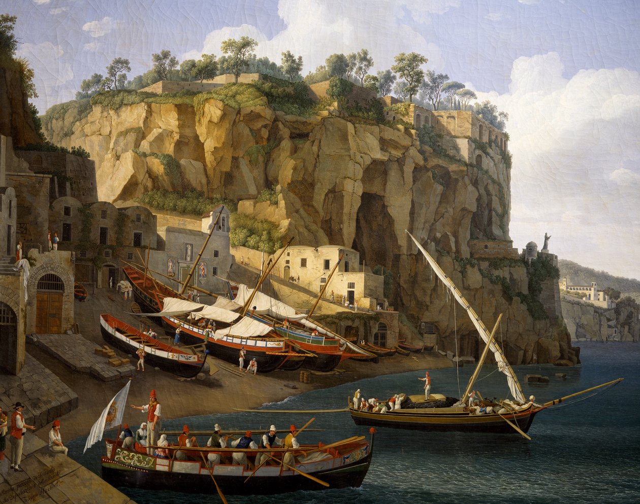 索伦托小码头的景色（布面油画） 作者 雅各布·菲利普·哈克特