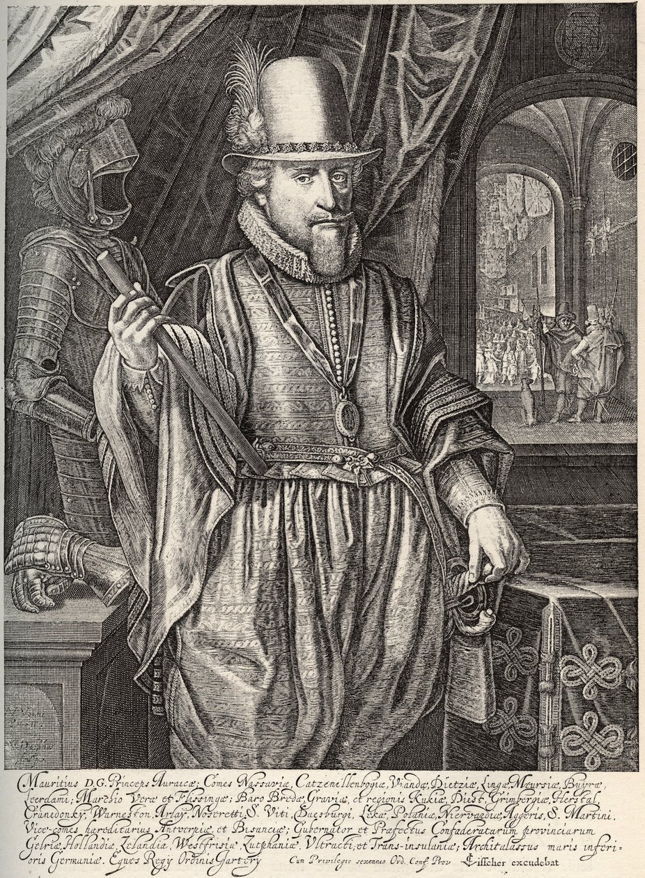 莫里斯-德-拿骚（1567-1625）的肖像，奥兰治王子，拿骚伯爵。维尔姆-雅各布斯-德尔夫（1580-1638）17世纪的雕刻作品 作者 雅各布·威廉姆斯·德尔夫