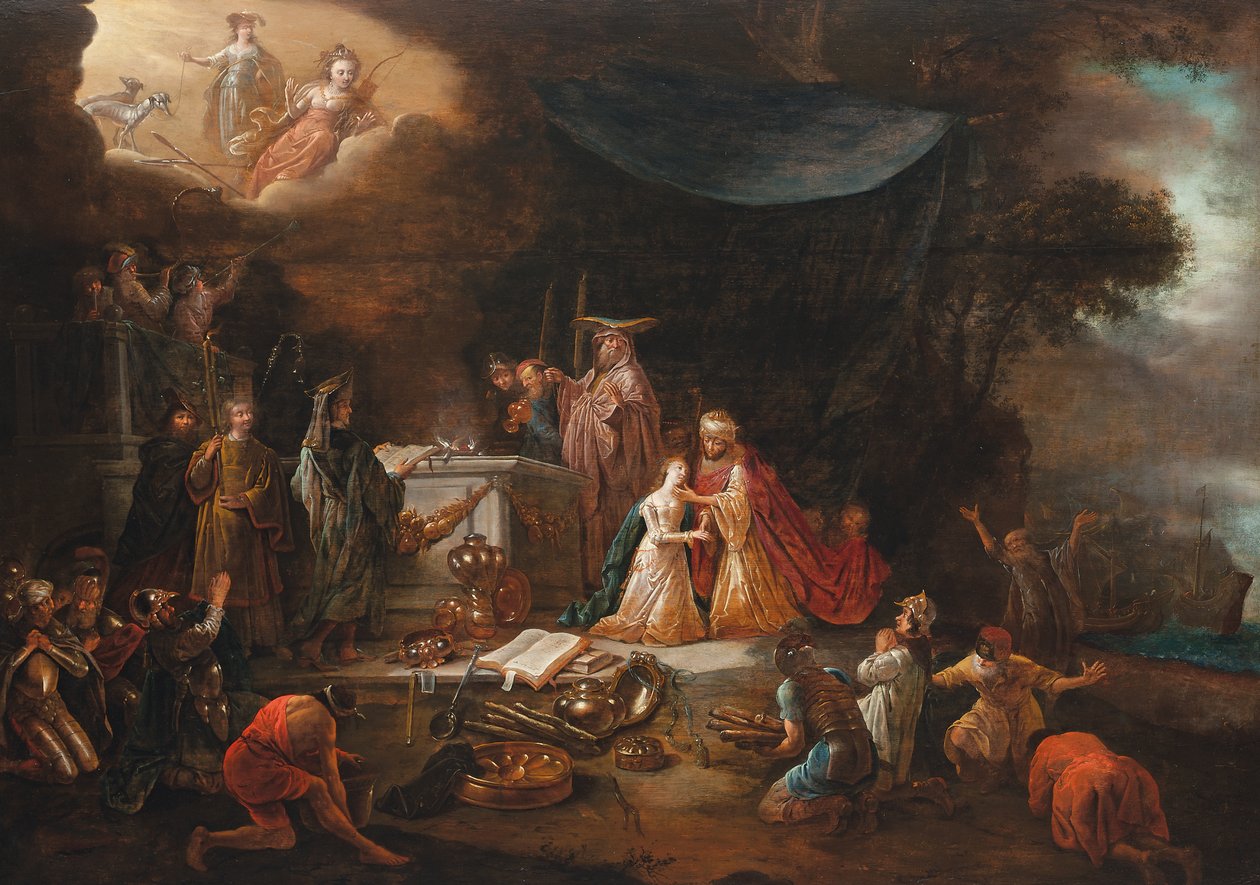 伊菲革涅亚的牺牲（面板油画） 作者 Jacob Willemsz de (c.1630 after 1675) 湿