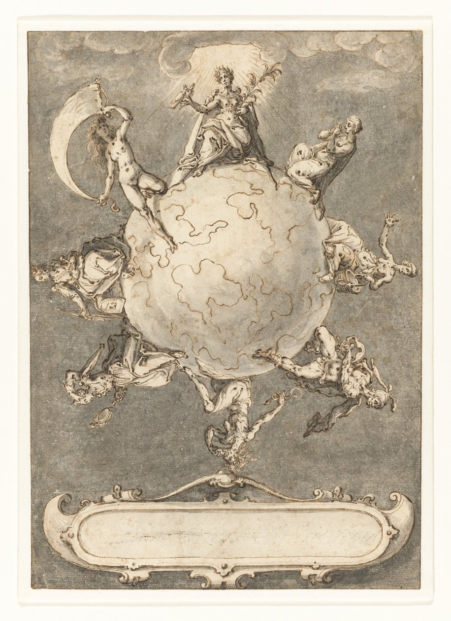 Omnium rerum vicissitudo est》系列最后一幅版画的设计稿 作者 雅各布·德·盖恩 (II)
