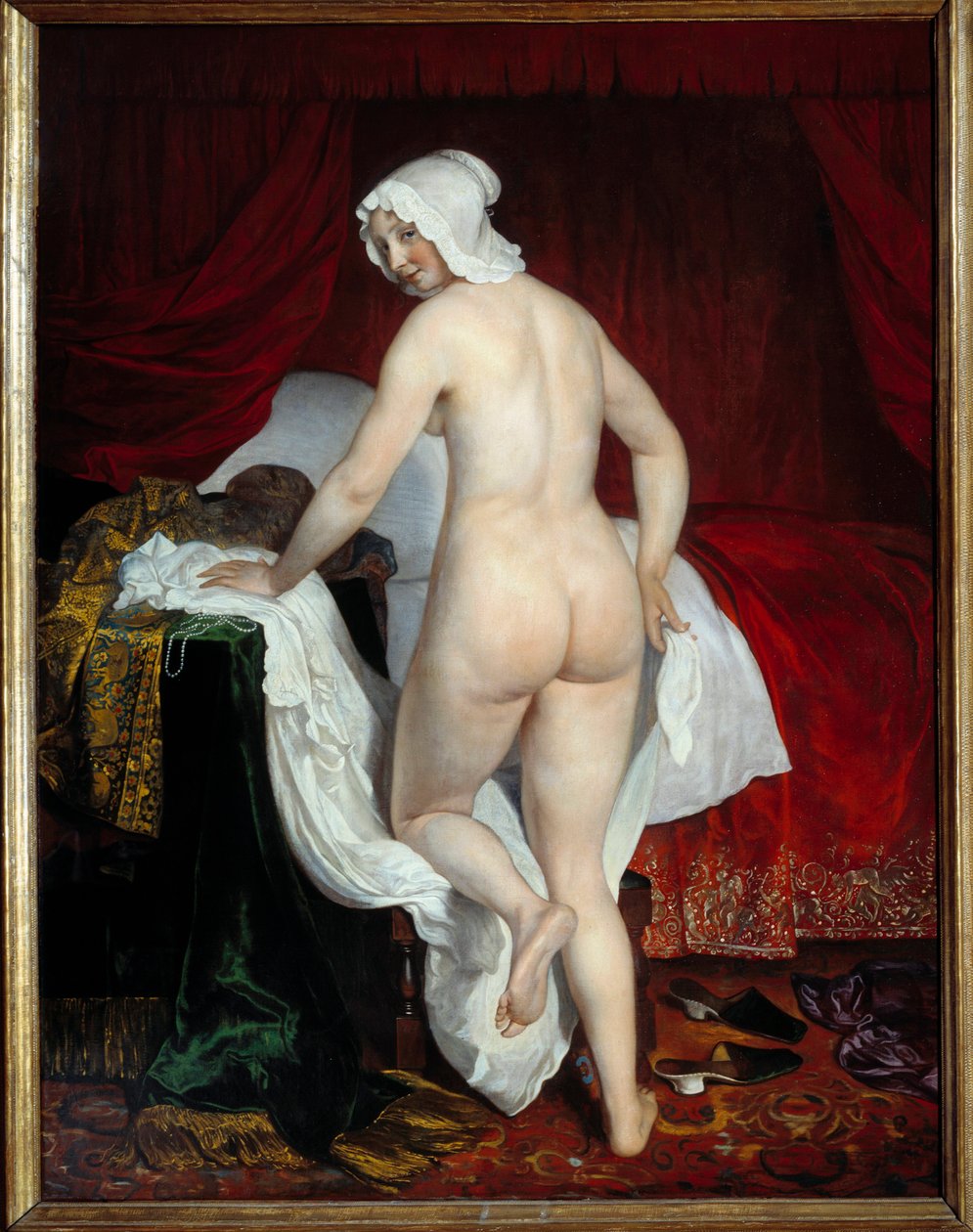 躺着的年轻女子说意大利的睡前画作 Jacob van Loo (1614-1670) 1650 Sun。 1,87x1,43 m 里昂，Musee des Beaux Arts 作者 雅各布或雅克·范·卢