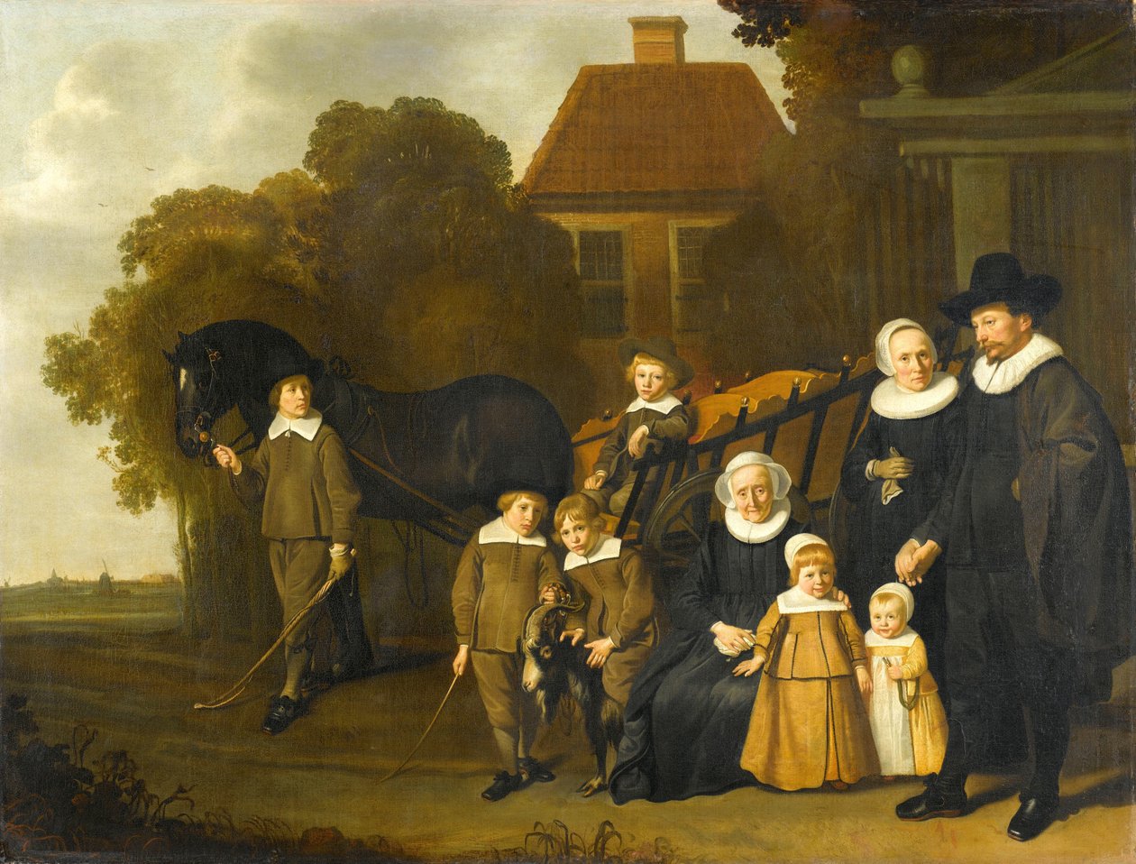 Meebeeck Cruywagen 一家在阿姆斯特丹附近 Uitweg 乡村别墅大门口的合影 作者 Jacob van Loo（归属于）