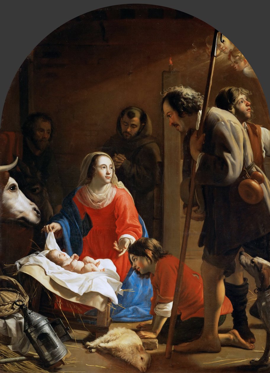 The Adoration of the Shepherds with Saint Francis of Assisi - Jacob (Jacques) van Oost, the Elder (1601-1671). Oil on canvas, c. 1645. Dimension : 258x189 cm. Art History Museum, Vienne 作者 雅各布·范·奥斯特