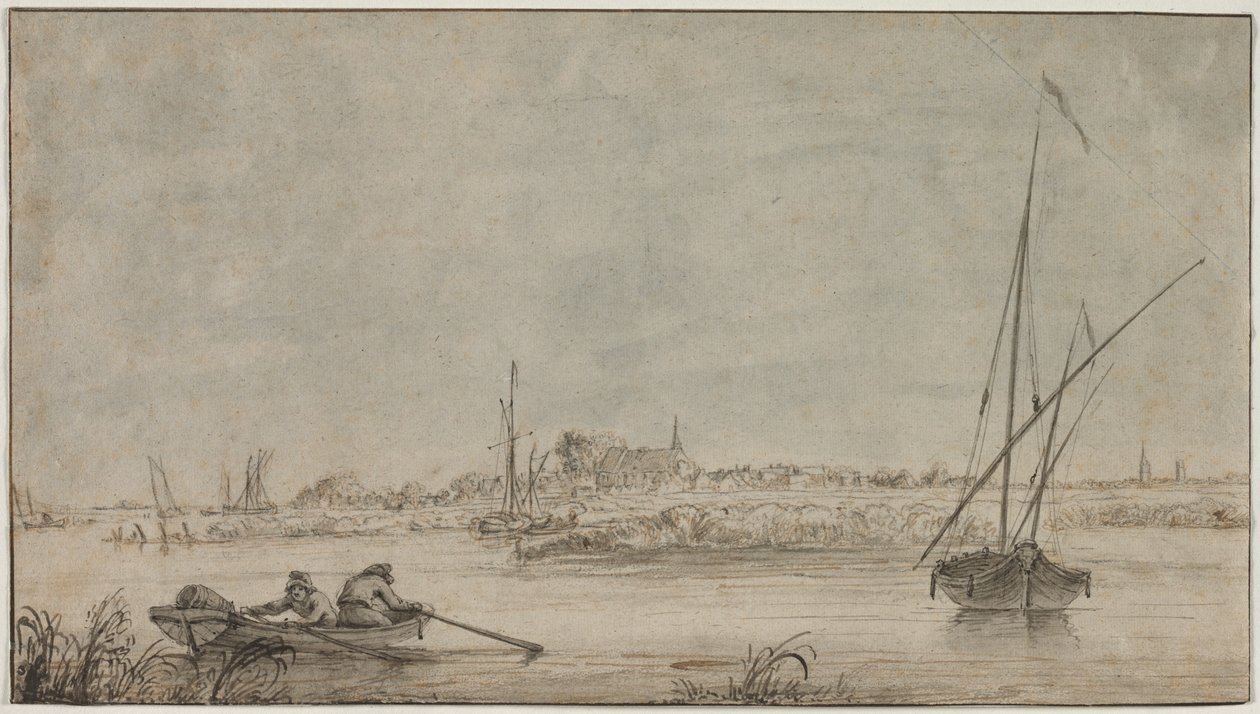 多德雷赫特河景，1775-1815年。 作者 雅各布·范·斯特莱