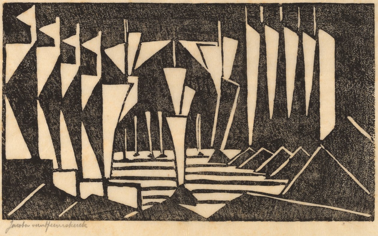 风格化的帆船，1915年。 作者 雅各巴·范·亨斯科克·范·贝斯特