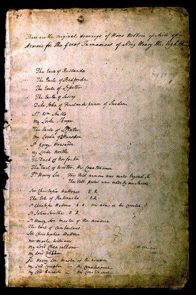 “伊丽莎白时代的Armourers专辑”中的盔甲指数，c.1589 作者 雅各布·海尔德（Jacobe Halder）