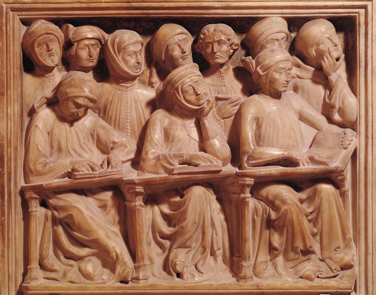 来自博洛尼亚的一群学生，来自Giovanni da Legnano墓（大理石） 作者 Jacobello和Pier Paolo dalle Masegne