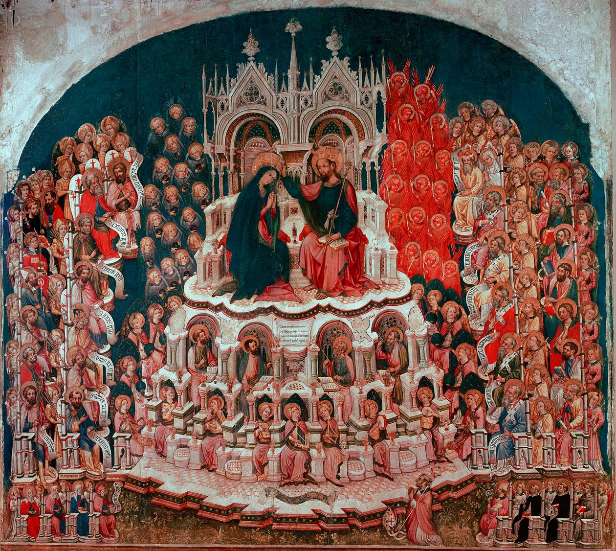 Jacobello del Fiore（1370-1439）的木板画《天堂里的圣母加冕》。15世纪威尼斯艺术学院画廊 作者 Jacobello del Fiore