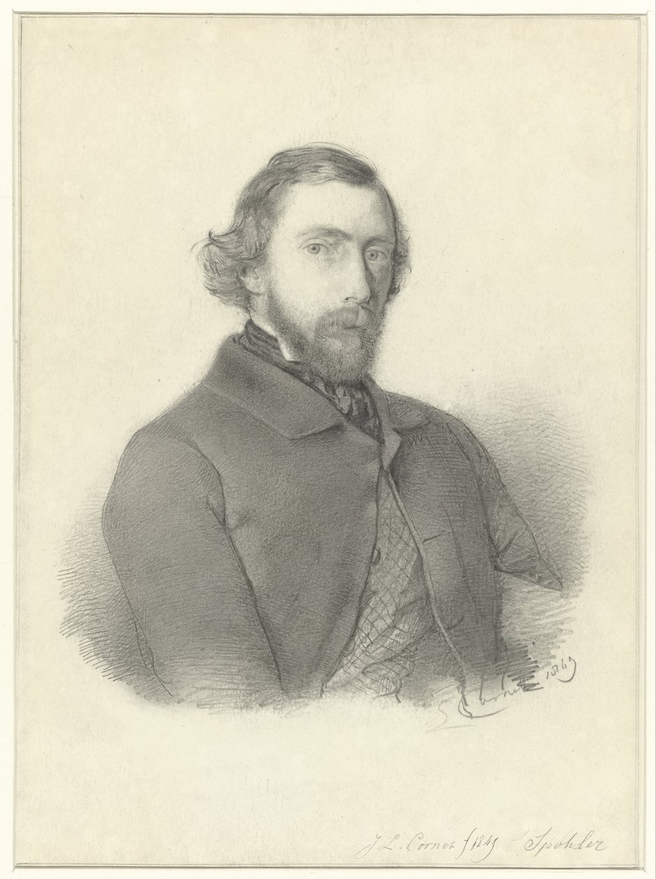 Jacobus Ludovicus Cornet的画家JanJacobSpöhler的肖像 作者 雅各布斯·卢多维科斯短号