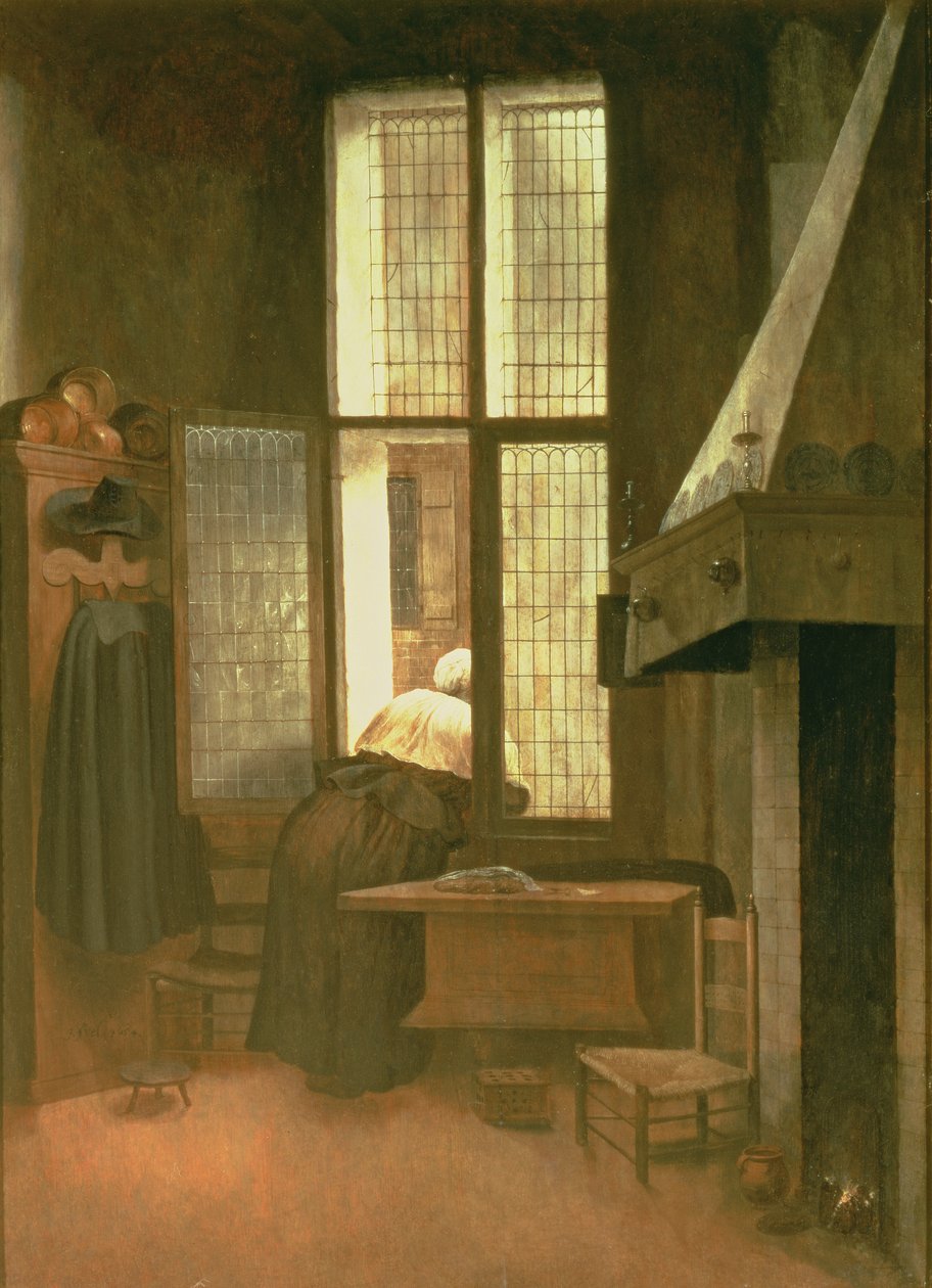 一个窗口的女人，1654（面板） 作者 Jacobus Vrel或Frel