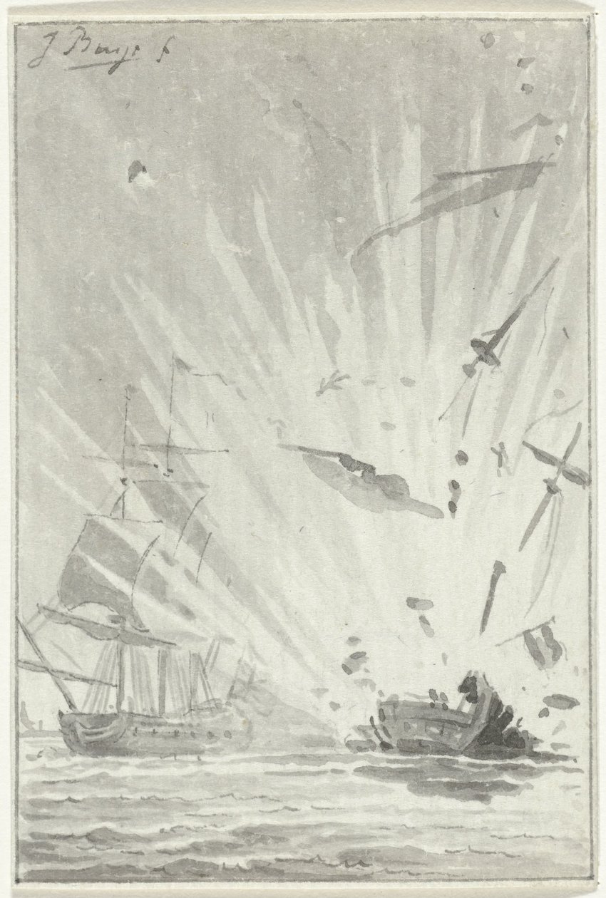 1781 年 8 月 14 日，荷兰私掠船 De Dappere Patriot 在与英国船只 Kameleon 的战斗中爆炸 作者 雅各布斯购买