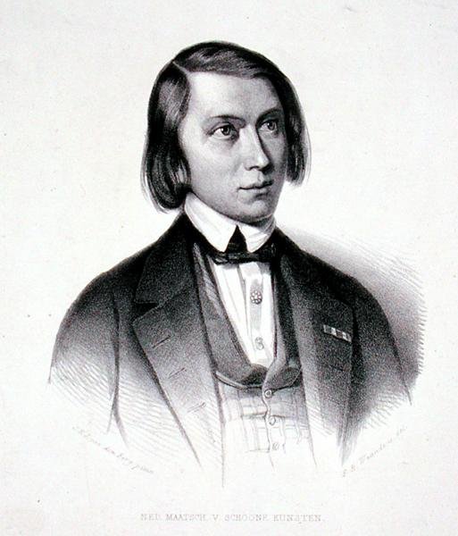 约瑟夫-赫尔曼努斯-维尔赫斯特（1816-91）的肖像（雕刻）。 作者 Jacobus Everardus Josephus van den (after) Berg