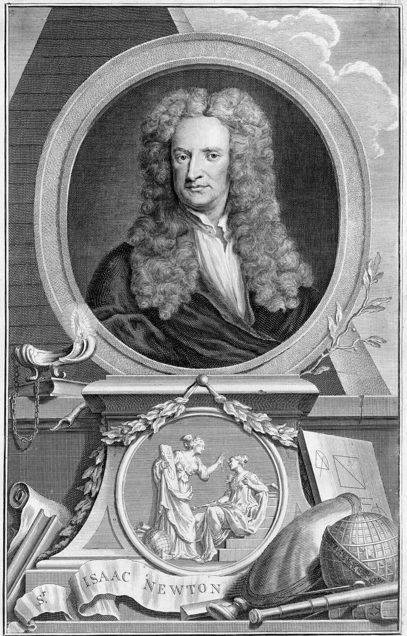 艾萨克·牛顿（Isaac Newton）1642-1727，英国数学家，天文学家和物理学家，1738年 作者 雅各布斯·霍布拉肯