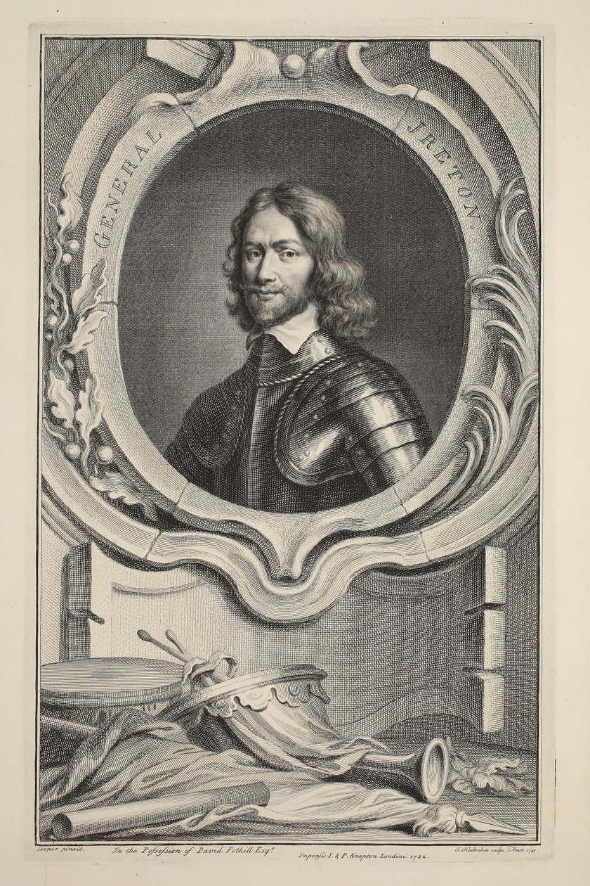 伊雷顿将军的肖像，插图来自“英国杰出人物的头”，酒吧。来自1742年伦敦的Knapton 作者 雅各布斯·霍布拉肯