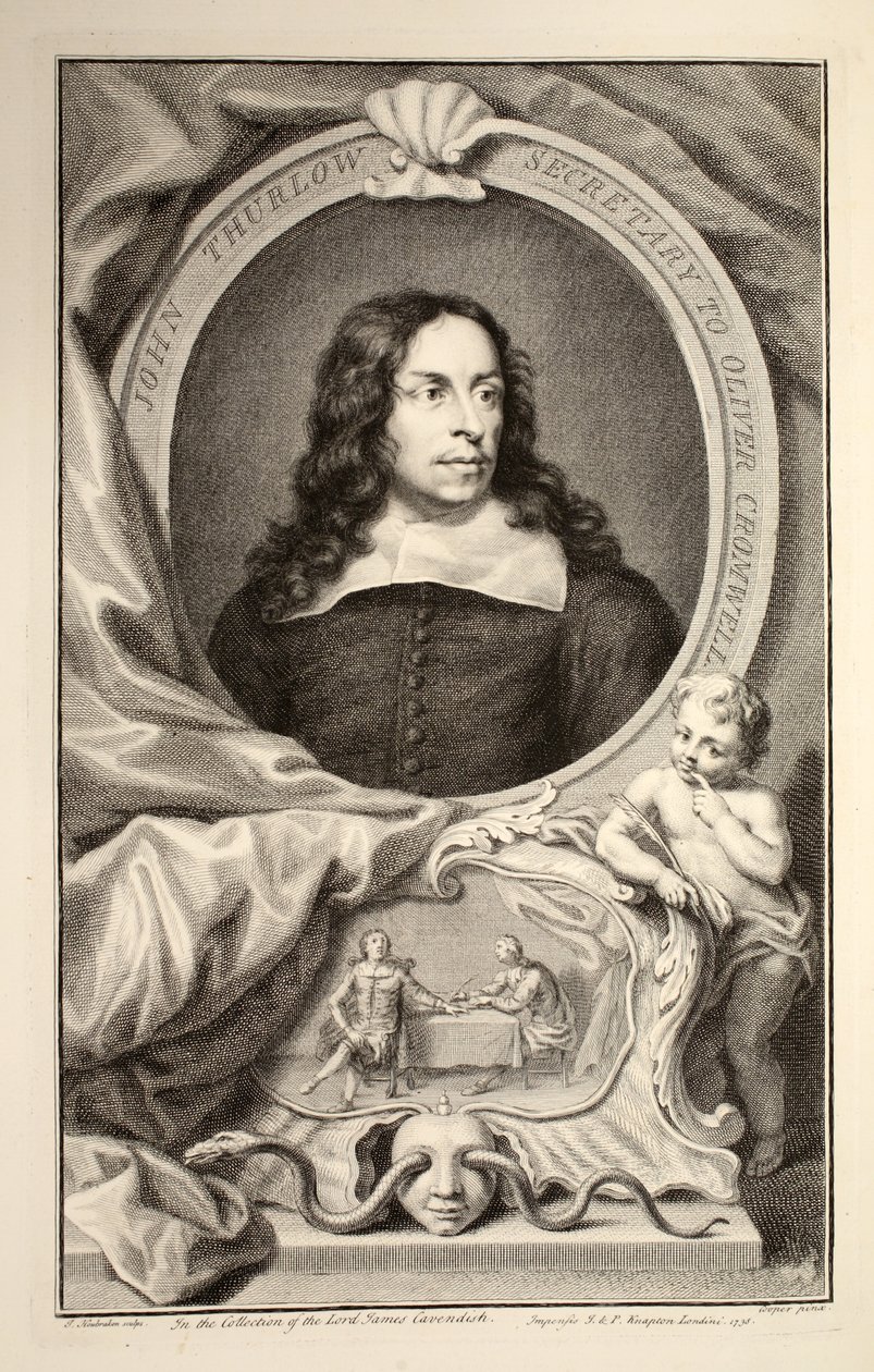 John Thurlow的肖像，插图来自“英国杰出人物的头”，酒吧。来自1742年伦敦的Knapton 作者 雅各布斯·霍布拉肯
