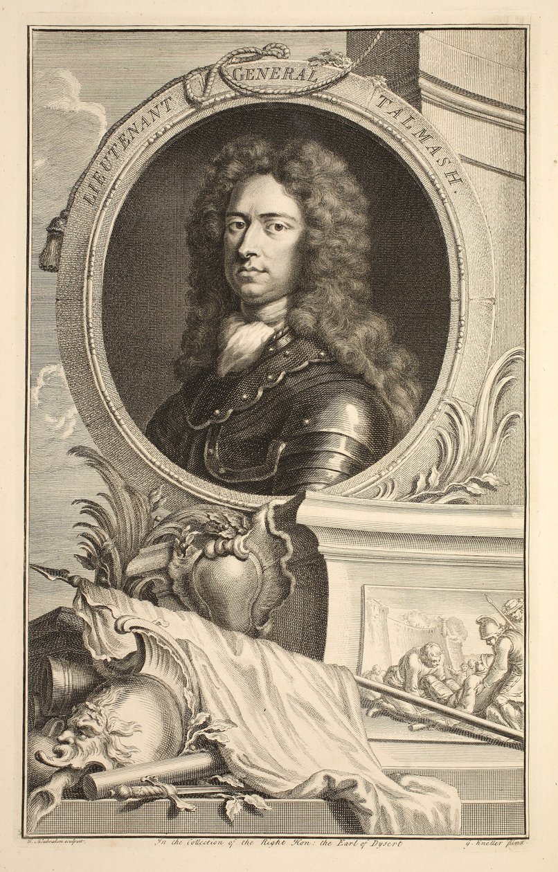 塔尔马什中将的肖像，插图来自“英国杰出人士的头”，酒吧。来自1742年伦敦的Knapton 作者 雅各布斯·霍布拉肯